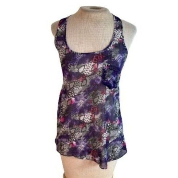 Miley Cyrus Snakeskin Sheer Racerback Tank Top Purple Pink XS - Picture 1 of 5